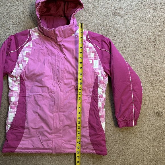 LL Bean Jacket Girls XL 18 Full Zip Nylon Softshell Insulated Pink Pockets - Picture 6 of 12